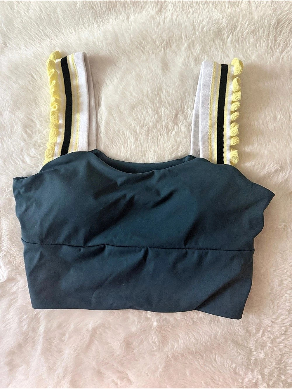 Free People dupe Ruffle-Trim Cropped Tank Top Teal Blue